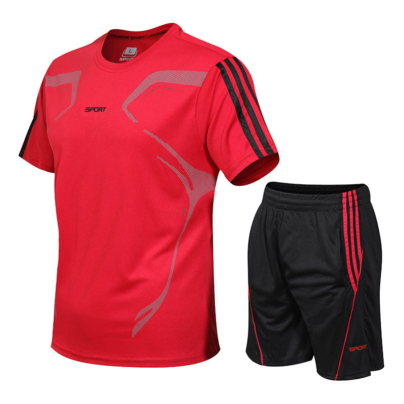 Set Men's Sports Set Fitness Short Sleeve T-Shirt Shorts Light Strong Dry breathable casual short T sportswear