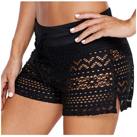 2020 swimming trunks female black jacquard lace shorts ladies four pole swimming trunks hot spring swimming shorts single piece set