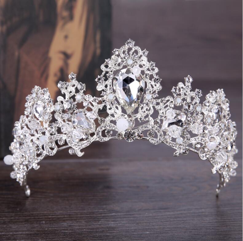 2019 New Fashion Baroque Luxury Crystal AB Bridal Crown Tiaras Light Gold Diadem Tiaras for Women Bride Wedding Hair Accessories