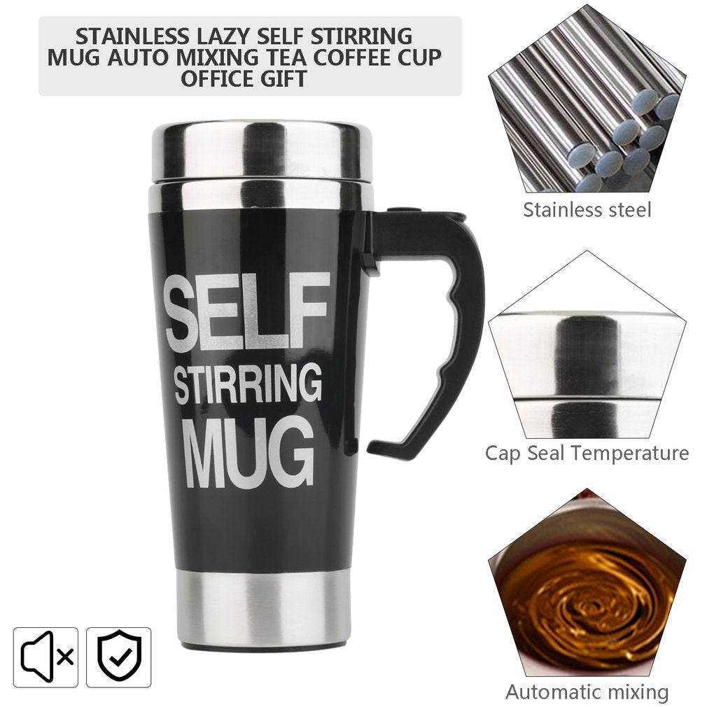 500ml Coffee Milk Automatic Mixing Cup Self Stirring Mug Stainless Steel Thermal Cup Electric Lazy Smart Double Insulated Cup