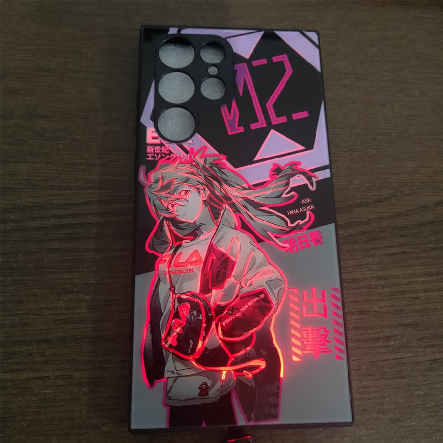 Anime Girl LED Luminous Phone Case for Samsung Galaxy A51 A71 S20 S21 Ultra S20 Note 20 10 S10 S9 Plus Note 20 Plus Glass Cover